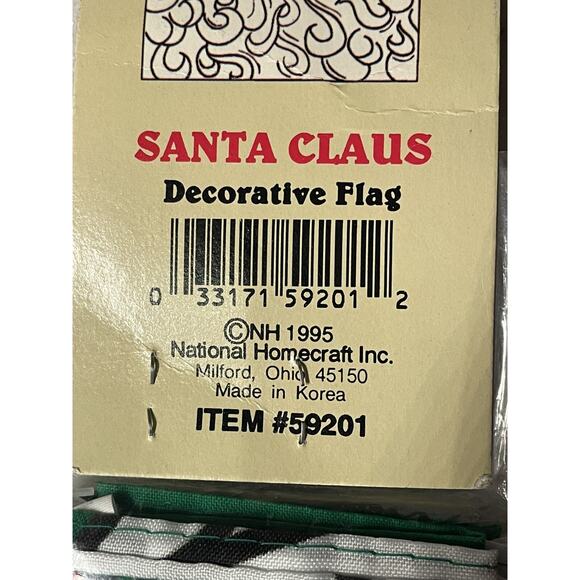 Santa Claus Decorative Yard Garden Flag Christmas Home Decor Vintage 1995 NOS - Picture 3 of 5